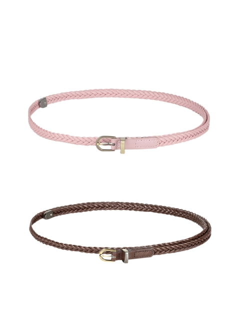 

CRUSSET Women Pack of 2 Textured Belt, Pink