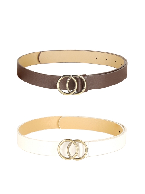 

CRUSSET Women Pack of 2 Solid Belts, Brown
