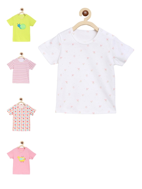 

ZONKO STYLE Pack Of 5 Unisex Kids Pink Printed Round Neck T-shirt