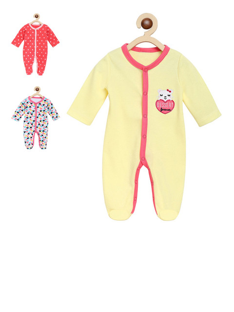 

ZONKO STYLE Infants Set Of 3 Sleepsuits, Pink