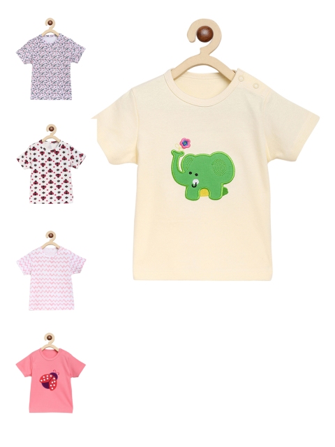 

ZONKO STYLE Kids Pack of 5 Printed Round Neck Pure Cotton T-shirt, Cream