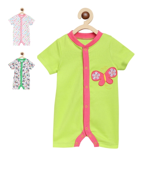 

ZONKO STYLE Infant Kids Set Of 3 Rompers, Green