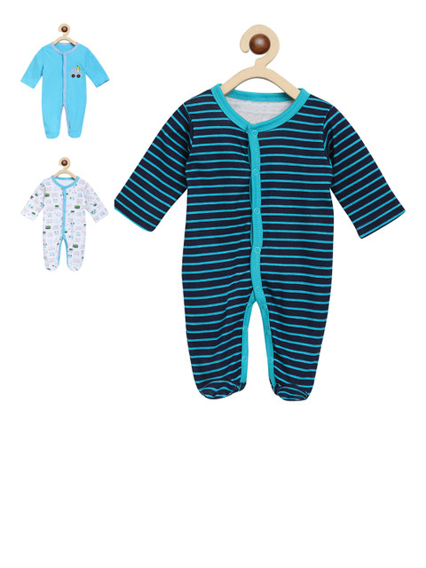 

ZONKO STYLE Infant Unisex Kids Set Of 3 Sleepsuits, Blue