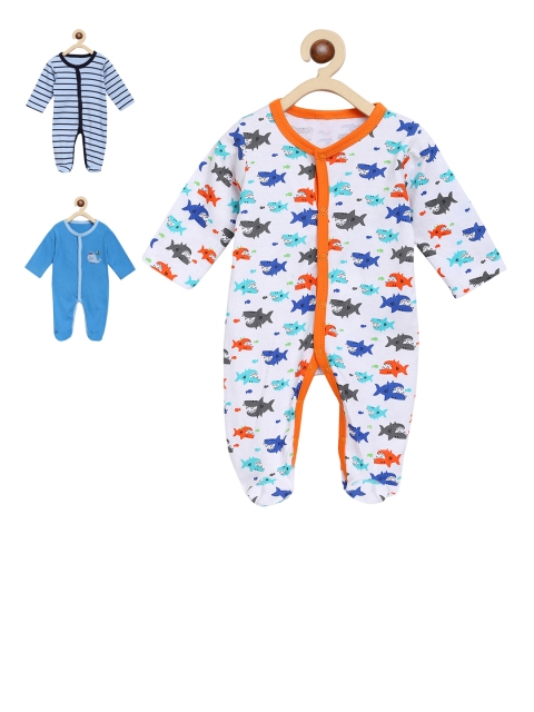 

ZONKO STYLE Infant Unisex Kids Pack Of 3 Sleepsuits, Blue