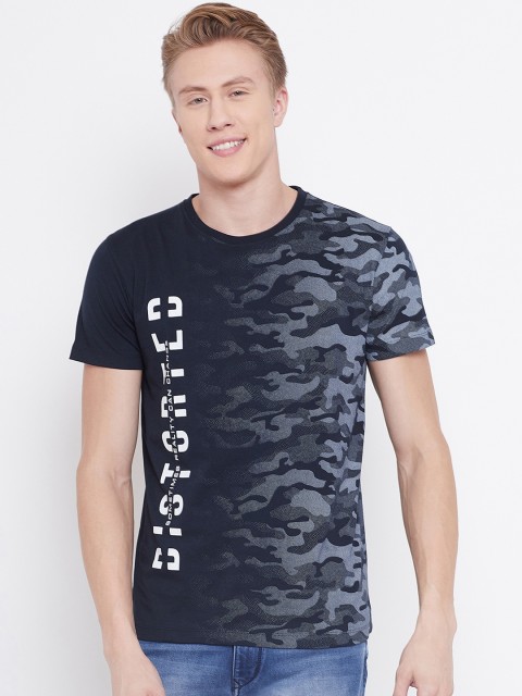 

Octave Men Navy Blue Camouflage Printed Round Neck T-shirt