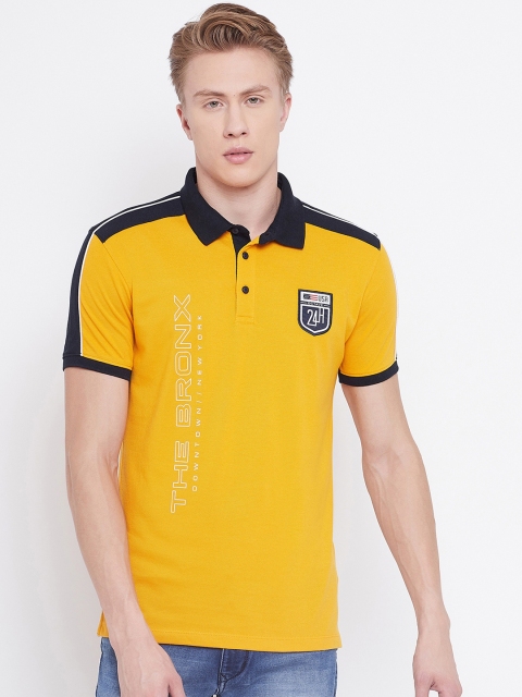 

Octave Men Yellow Printed Polo Collar T-shirt