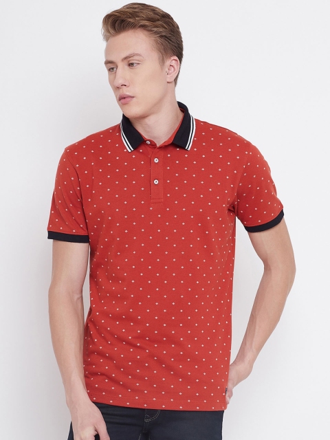 

Octave Men Red Printed Polo Collar T-shirt