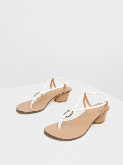 

CHARLES & KEITH Women White Solid Sandals