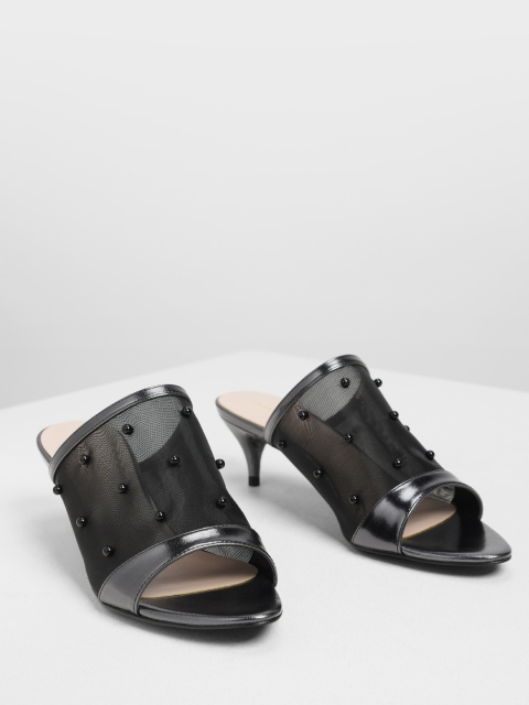 

CHARLES & KEITH Women Black Solid Mules