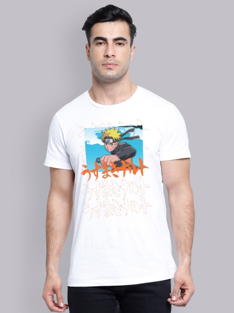 

Free Authority Men White Naruto Print T-shirt
