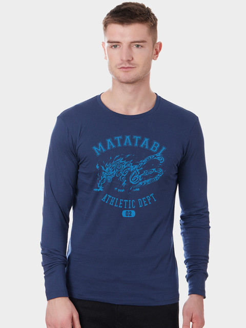 

Free Authority Men Blue Printed Round Neck T-shirt