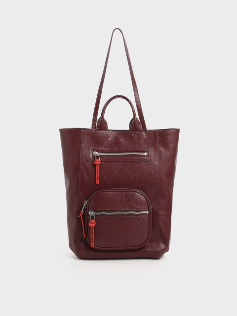 

CHARLES & KEITH Burgundy Solid Shoulder Bag