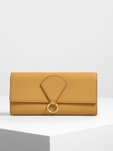 

CHARLES & KEITH Women Mustard Yellow Solid Three Fold Wallet