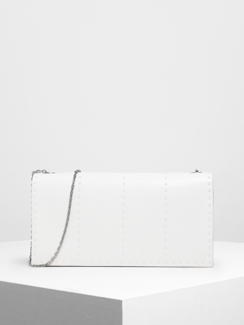 

CHARLES & KEITH Womens Solid White Solid Sling Bag