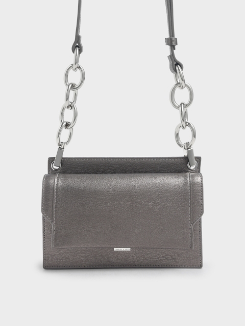 

CHARLES & KEITH Grey Solid Sling Bag