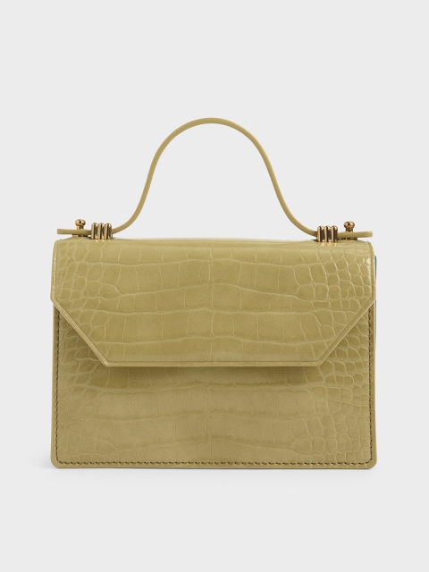 

CHARLES & KEITH Sea Green Textured Handheld Bag