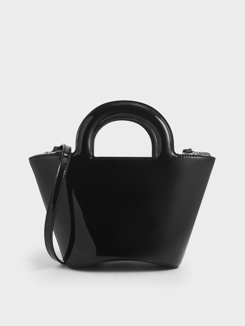 

CHARLES & KEITH Black Solid Handheld Bag