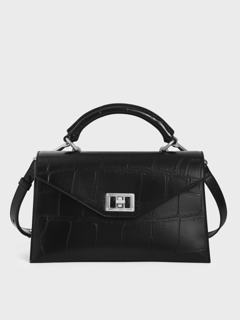 

CHARLES & KEITH Black Textured Handheld Bag