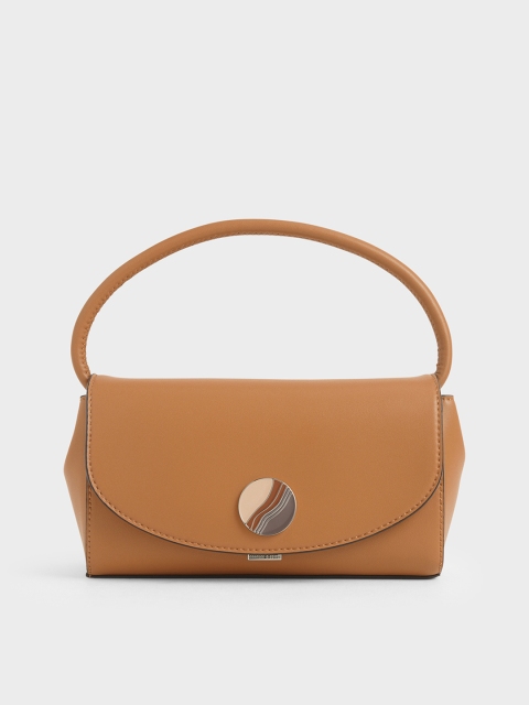 

CHARLES & KEITH Tan Brown Solid Satchel Bag