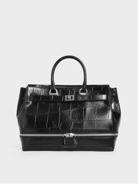 

CHARLES & KEITH Black Textured Handheld Bag
