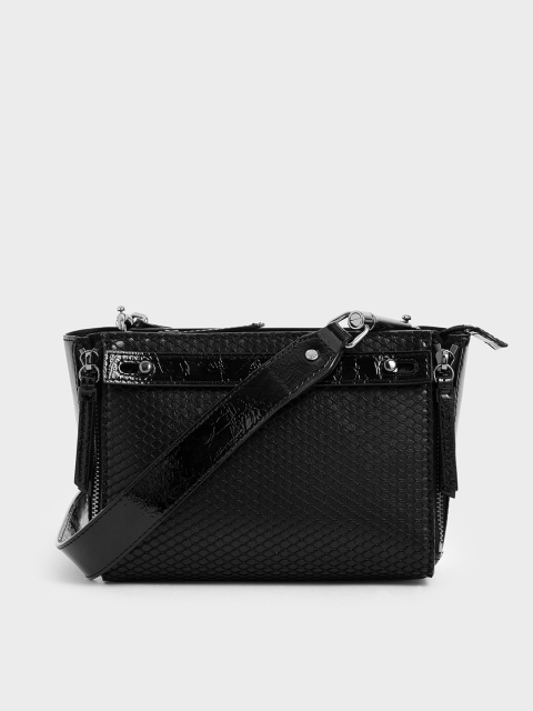 

CHARLES & KEITH Black Textured Sling Bag