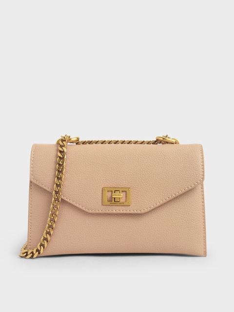 

CHARLES & KEITH Beige Solid Sling Bag