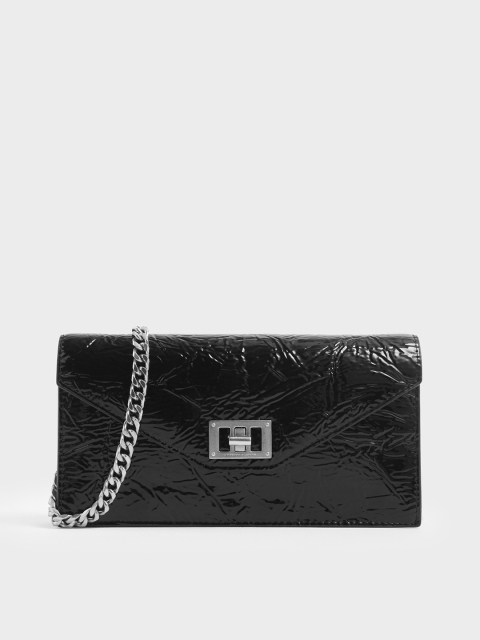 

CHARLES & KEITH Black Textured Envelope Clutch