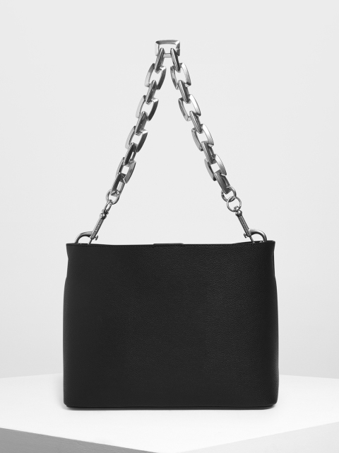 

CHARLES & KEITH Black Solid Handheld Bag