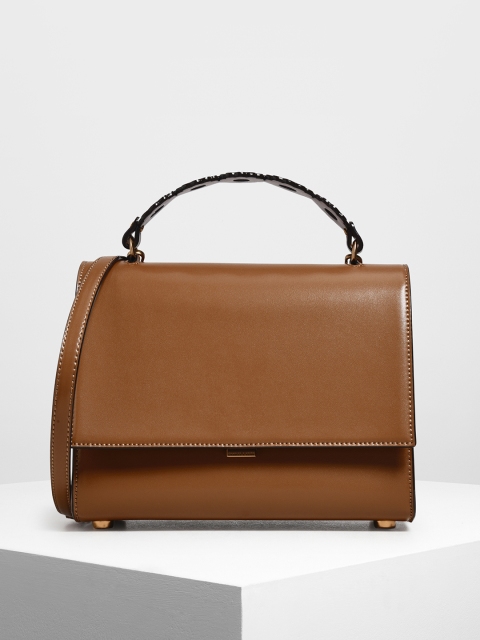 

CHARLES & KEITH Brown Solid Satchel