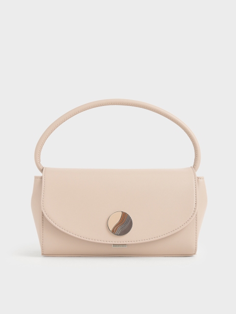 

CHARLES & KEITH Peach-Coloured Solid Satchel Bag