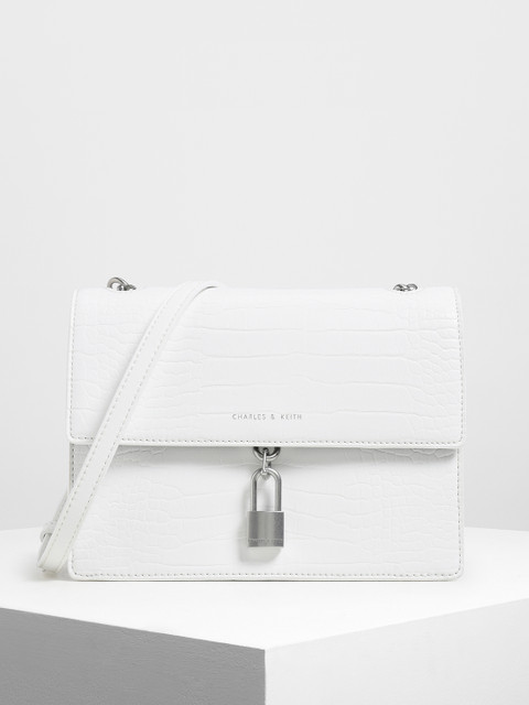 

CHARLES & KEITH White Textured Handheld Bag