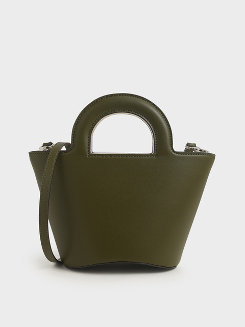 

CHARLES & KEITH Olive Green Solid Handheld Bag