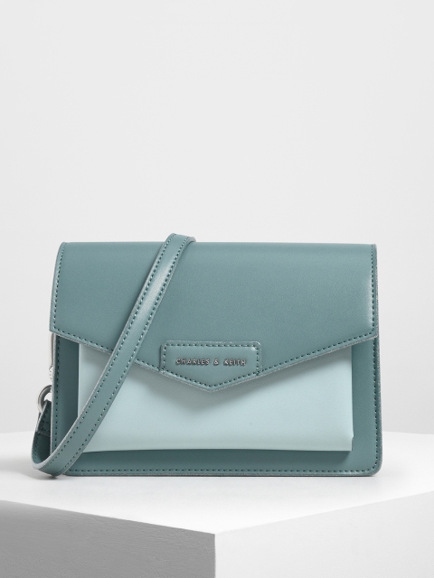 

CHARLES & KEITH Teal Green Colourblocked Sling Bag