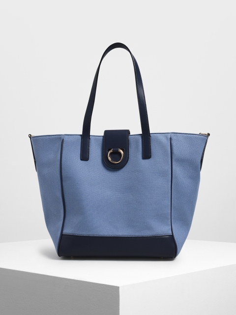 

CHARLES & KEITH Womens Blue Colourblocked Shoulder Bag
