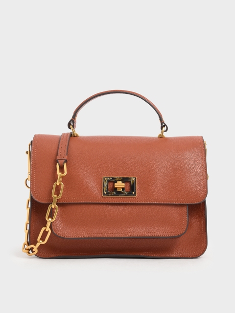 

CHARLES & KEITH Brown Solid Satchel