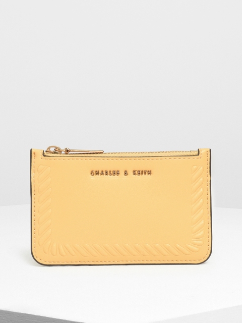 

CHARLES & KEITH Women Yellow Solid Zip Around Wallet