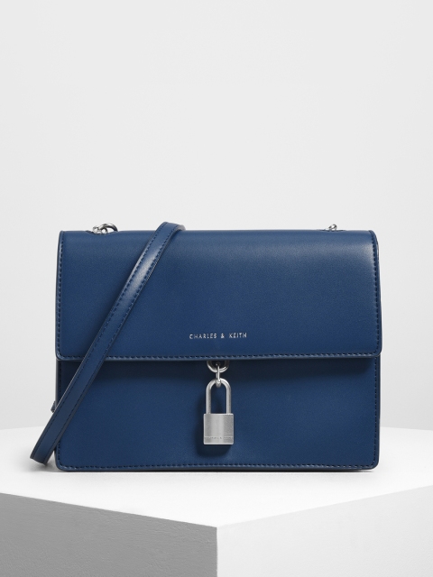 

CHARLES & KEITH Womens Blue Solid Sling Bag