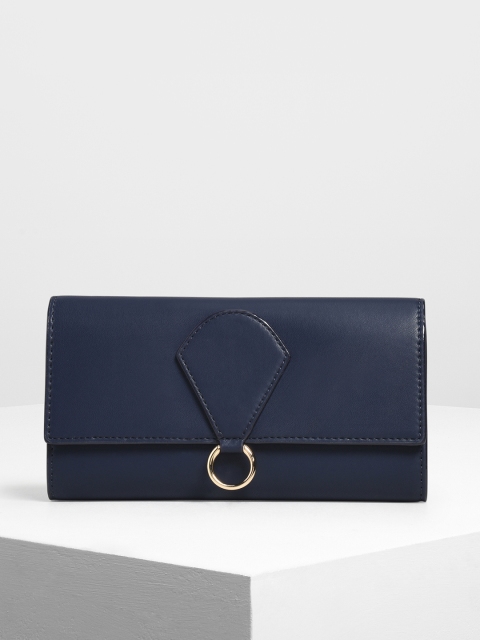 

CHARLES & KEITH Women Navy Blue Solid Three Fold Wallet