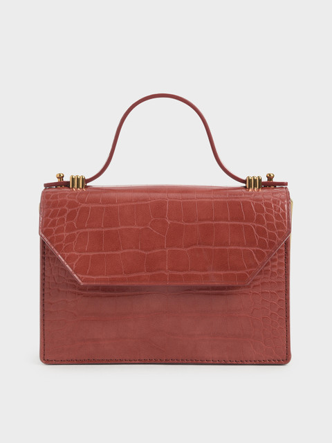 

CHARLES & KEITH Red Textured Handheld Bag