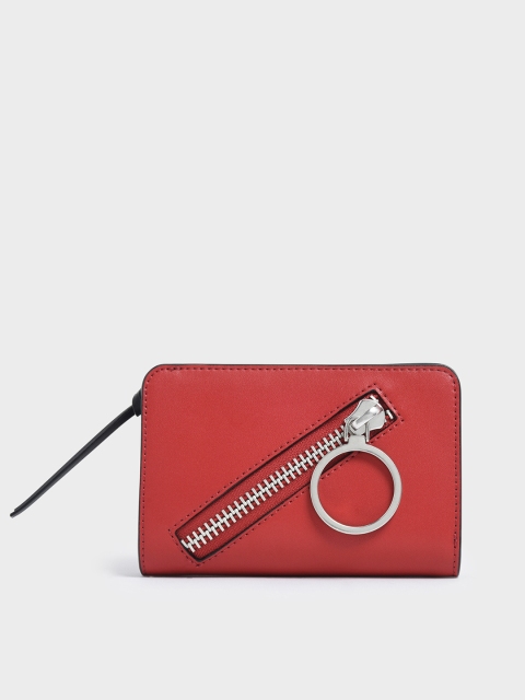 

CHARLES & KEITH Women Red Solid Zip Around Wallet