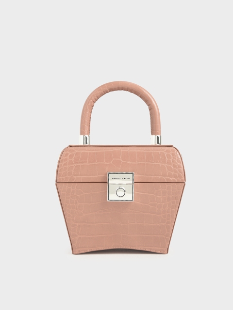

CHARLES & KEITH Pink Textured Handheld Bag