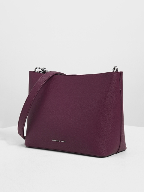 

CHARLES & KEITH Womens Purple Solid Handheld Bag