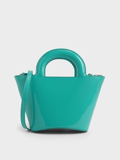 

CHARLES & KEITH Green Solid Handheld Bag