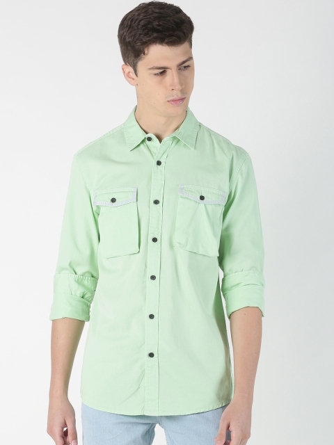 

Blue Saint Men Mint Green Slim Fit Solid Casual Shirt