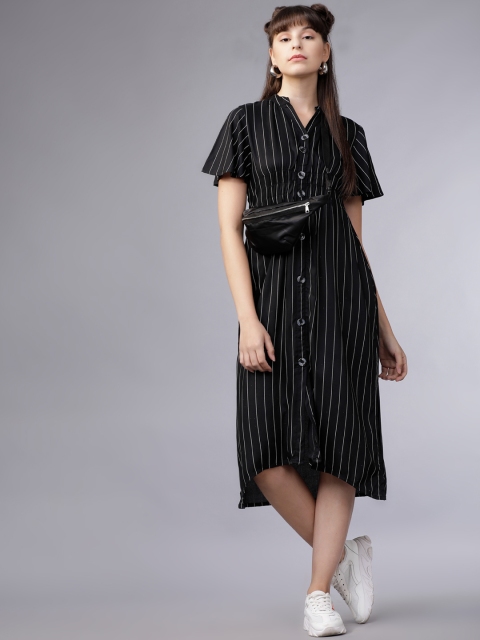 

Tokyo Talkies Women Black & White Striped Shirt Dress