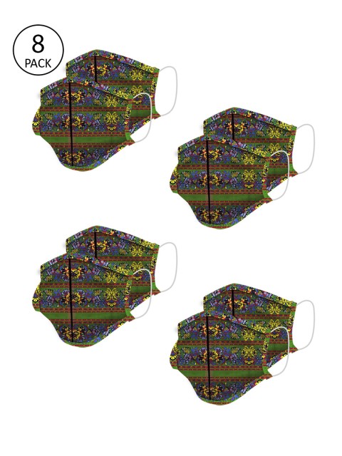 

Voylla Unisex 8 Pcs 2-Ply Anti-Dust Reusable Cloths Masks, Multi