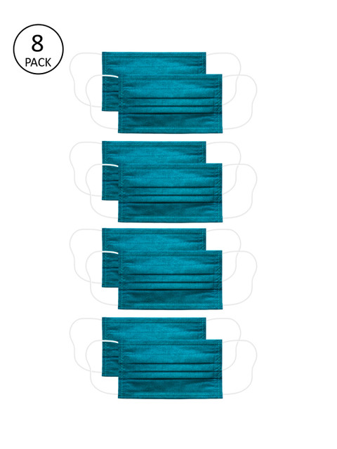 

Voylla Unisex 8 Pcs Teal Blue Solid 2-Ply Reusable & Washable Outdoor Masks
