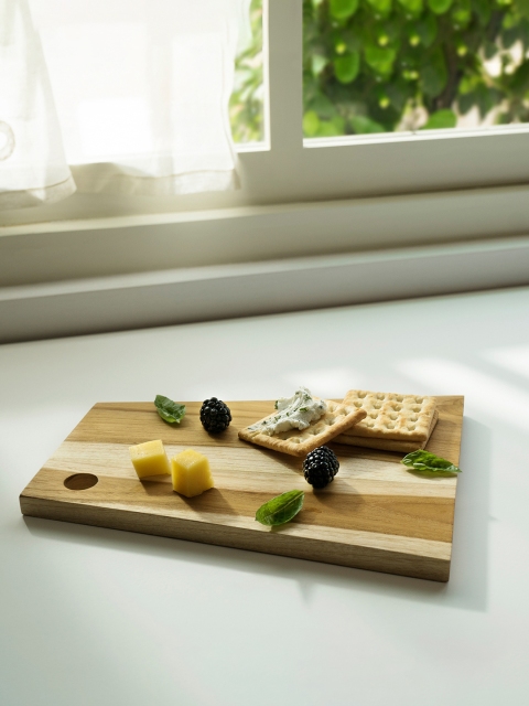 

ellementry Brown Solid Teak Wood Rectangular Cheese-Bread Board