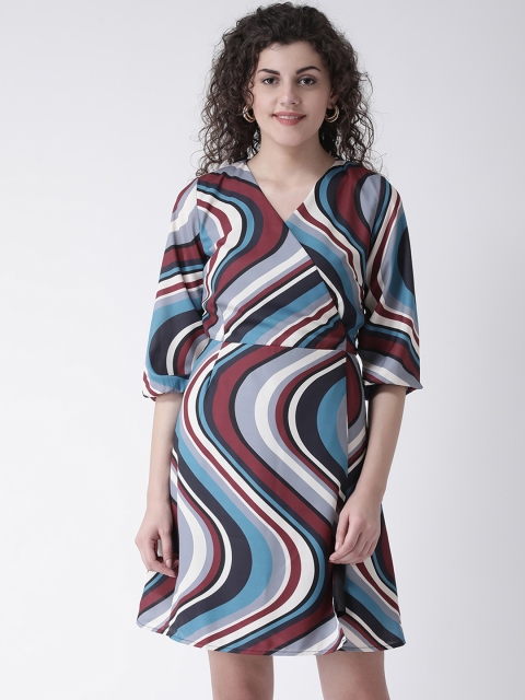 

Leo Sansini Women Multicoloured Striped Wrap Dress, Multi
