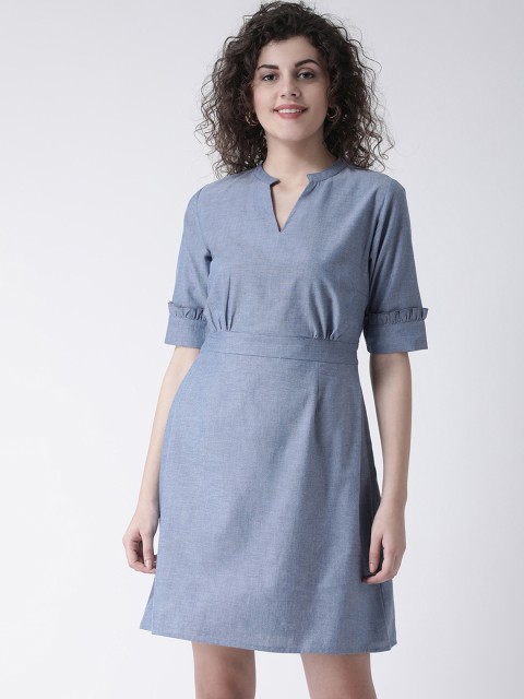

Leo Sansini Women Blue Solid Fit and Flare Dress